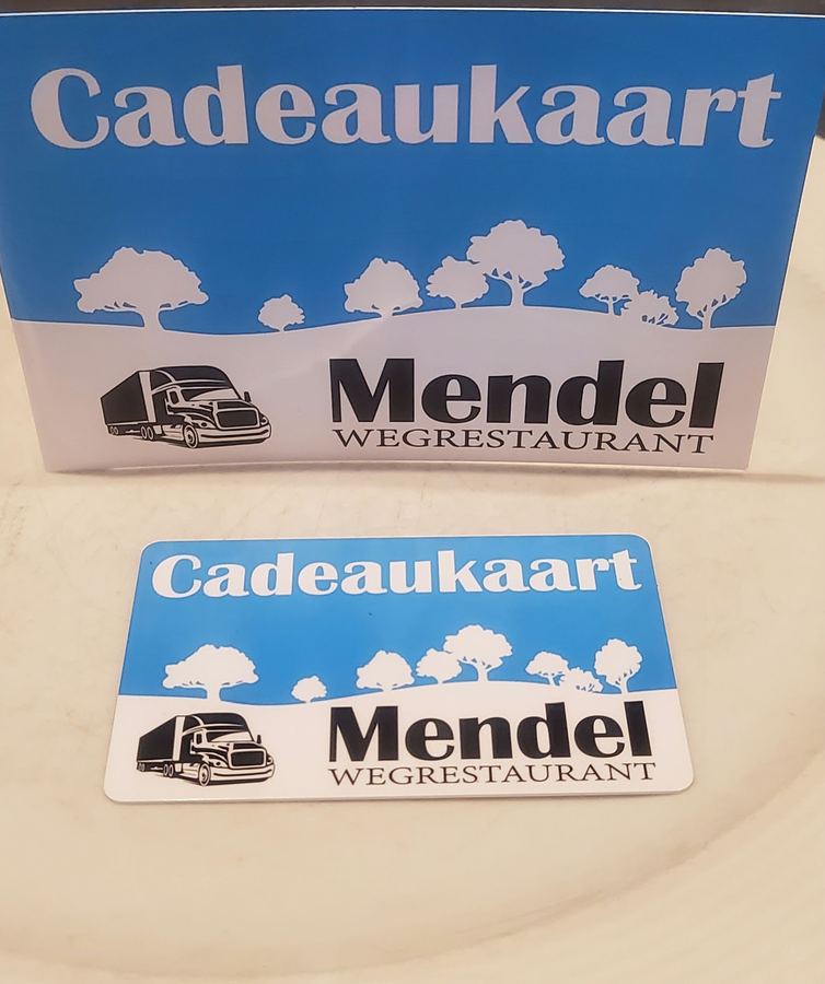 De Mendel-cadeaukaart, als kaart en als staande kaart met envelop